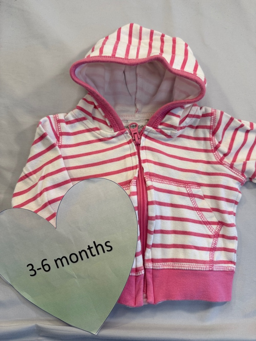 Sweet Peanut - Vancouver - 3-6M Pink Striped Kids Hoodie